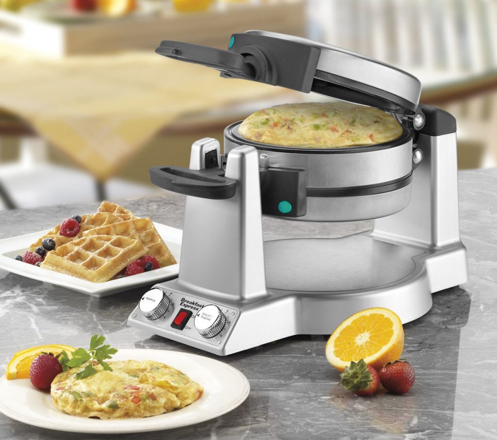 Waring Pro Breakfast Express WMR300 Belgian Waffle & Pancake Omelet Maker Silver